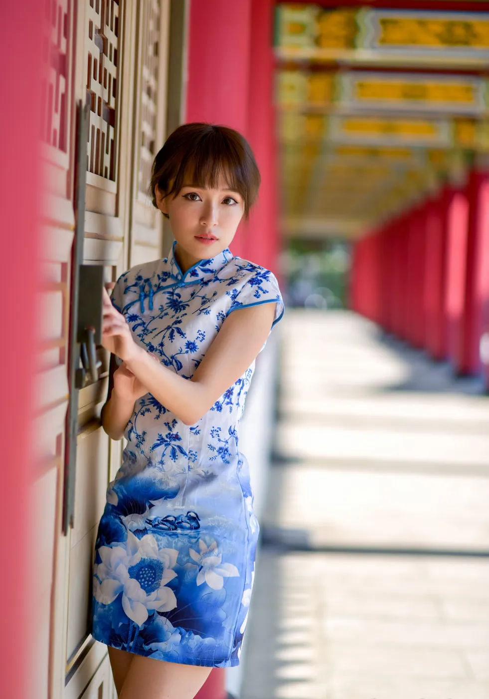 [Mzsock] NO.189 Miao Wanyu floral short cheongsam with high heels and beautiful legs street photography#[68P]-45