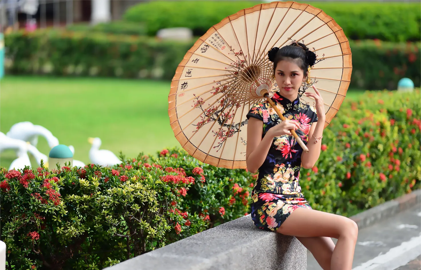 [Mzsock] NO.191 Chen Mengxin short cheongsam high heels beautiful legs street photography#[100P]-27